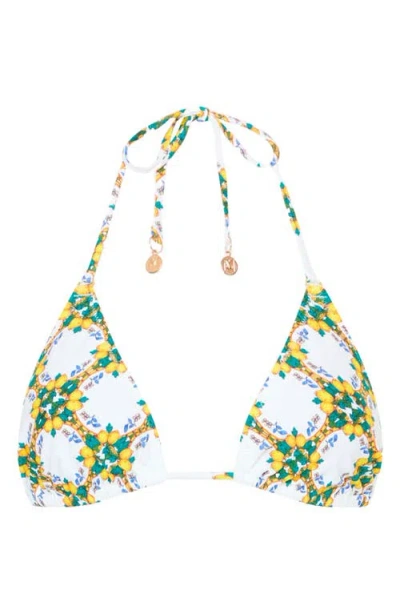 Milly Lemon Tile Triangle Bikini Top In Multi