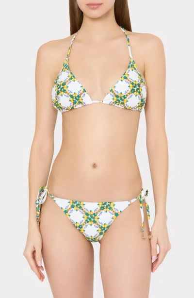 Milly Lemon Tile Triangle Bikini Top In Multi