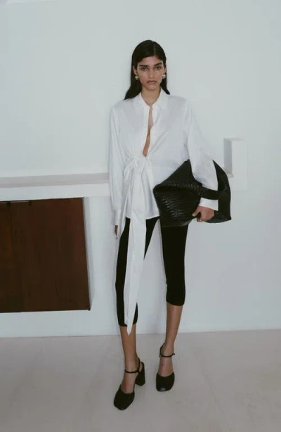 Mango Side Knot Shirt In White