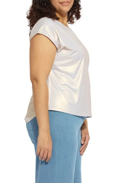Lyssé Lyssential Metallic Jersey Top Curvy In White