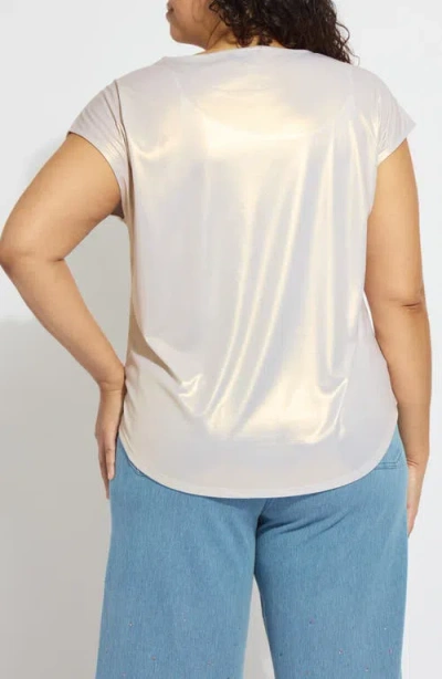 Lyssé Lyssential Metallic Jersey Top Curvy In White