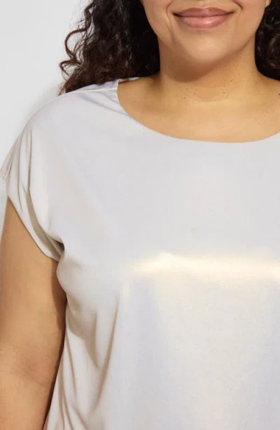 Lyssé Lyssential Metallic Jersey Top Curvy In White