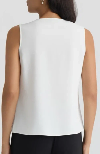 Kasper Ruffle Front Georgette Top In White