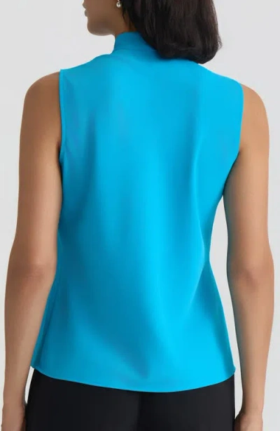 Kasper Sleeveless Tie Front Top In Blue