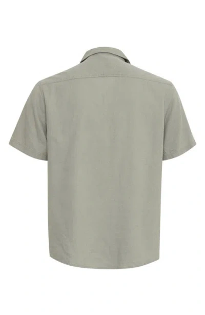 Solid ! Allan  Linen Blend Camp Shirt In Green