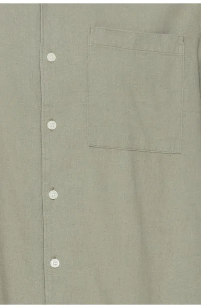 Solid ! Allan  Linen Blend Camp Shirt In Green