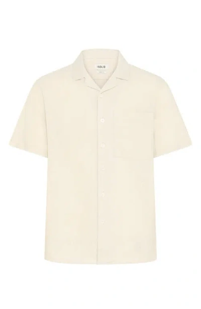 Solid ! Allan  Linen Blend Camp Shirt In Green