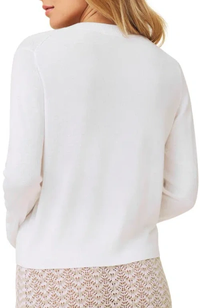 Splendid Erica Crewneck Button Front Cardigan In White