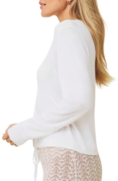 Splendid Erica Crewneck Button Front Cardigan In White