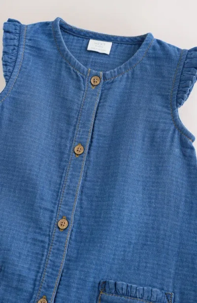 Next Denim Frill Romper In Blue