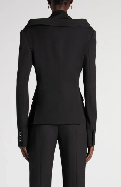 Alexander Mcqueen Mcqueen Off The Shoulder Wool Grain De Poudre Harness Jacket In Animal Print