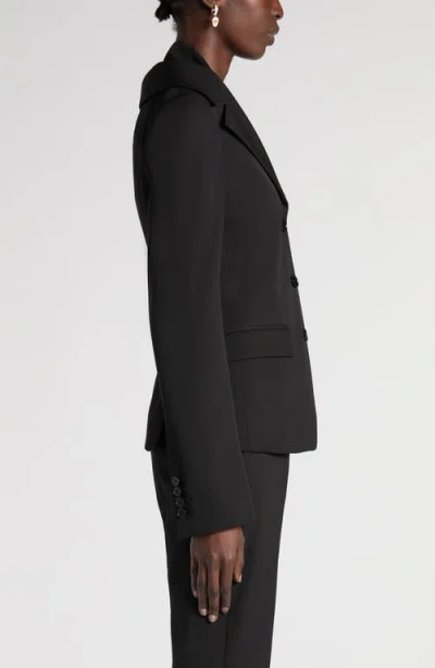 Alexander Mcqueen Mcqueen Off The Shoulder Wool Grain De Poudre Harness Jacket In Animal Print