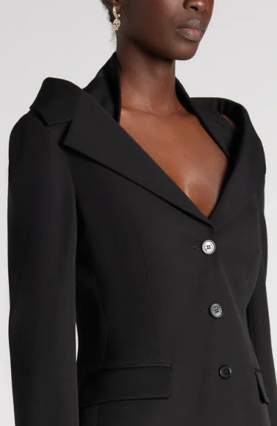 Alexander Mcqueen Mcqueen Off The Shoulder Wool Grain De Poudre Harness Jacket In Animal Print