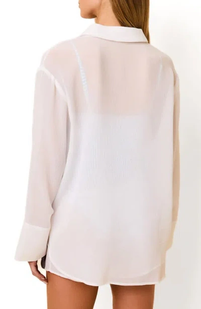 Solid & Striped Jaclyn Long Sleeve Sheer Cover-up Tunic In White
