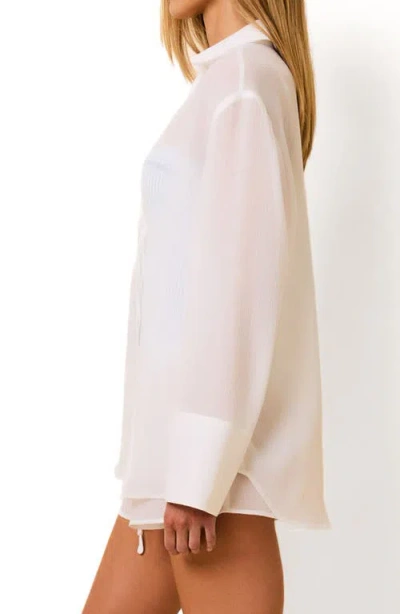 Solid & Striped Jaclyn Long Sleeve Sheer Cover-up Tunic In White