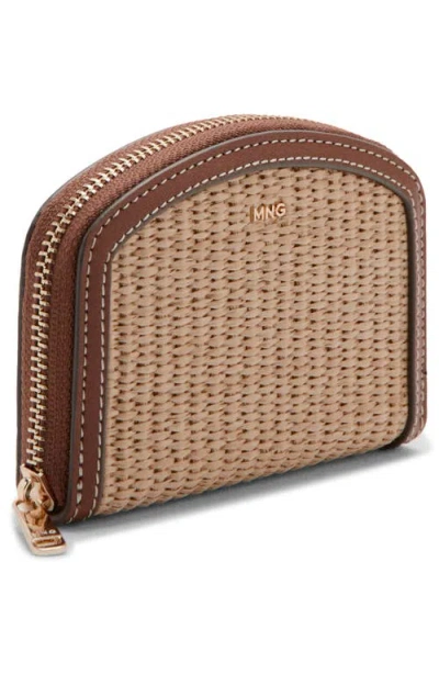 Mango Medium Zip Wallet In Brown