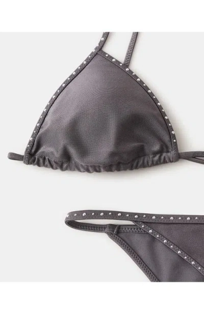 Mango Studded Bikini Top In Brown