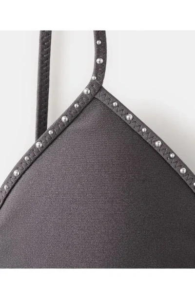 Mango Studded Bikini Top In Brown
