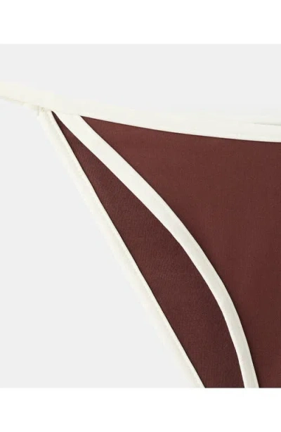 Mango Contrast Binding Bikini Bottoms In Brown