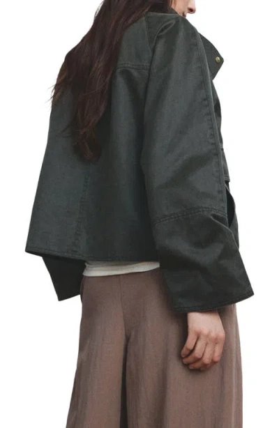 Mango Funnel Neck Cotton Blend Jacket In Multi