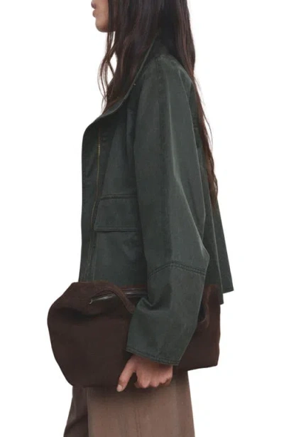 Mango Funnel Neck Cotton Blend Jacket In Multi