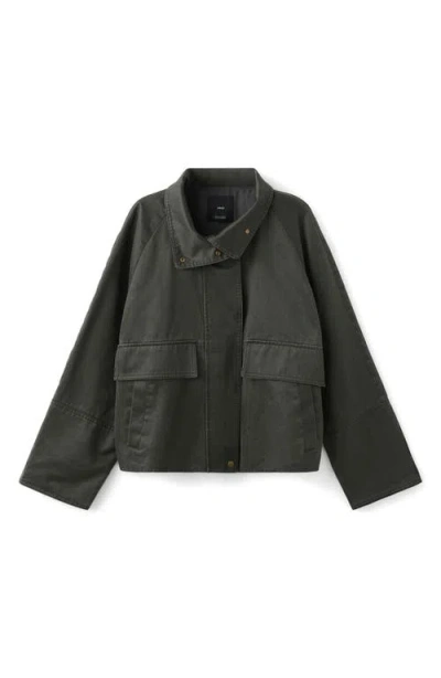Mango Funnel Neck Cotton Blend Jacket In Multi
