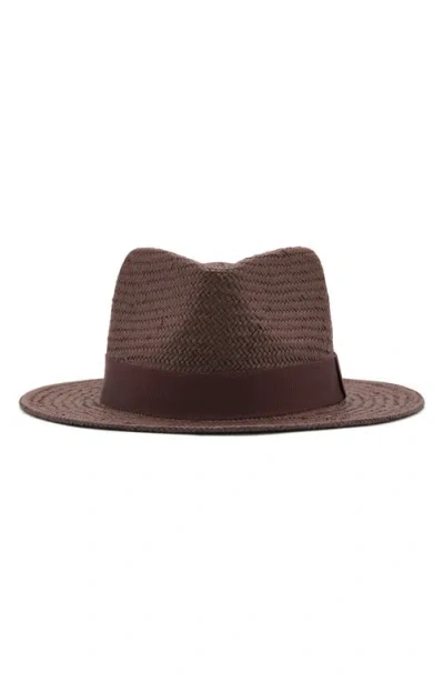 Mango Straw Fedora In Brown