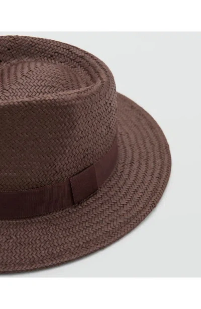 Mango Straw Fedora In Brown