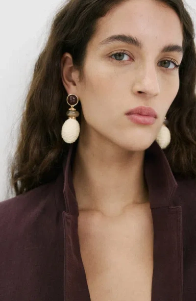 Mango Raffia Drop Earrings In White