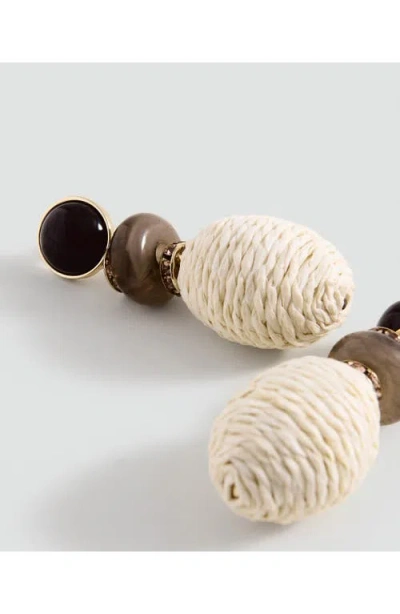 Mango Raffia Drop Earrings In White
