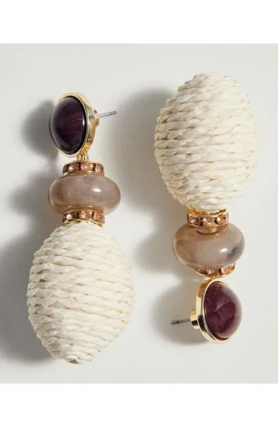 Mango Raffia Drop Earrings In White