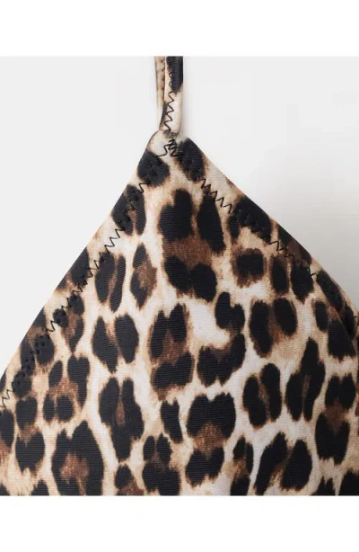 Mango Leopard Triangle Bikini Top In Animal Print