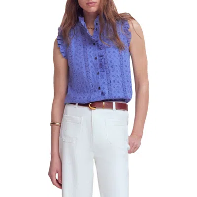 Boden Isabel Broderie Sleeveless Cotton Top In Purple