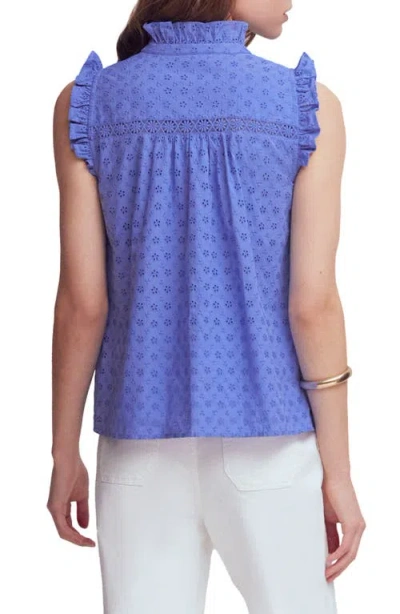 Boden Isabel Broderie Sleeveless Cotton Top In Purple