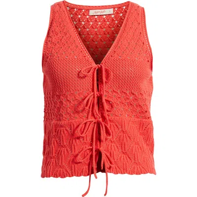 Marine Layer Amada Tie Front Sweater Vest In Red