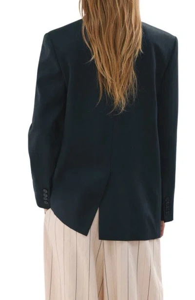 Mango Notch Lapel Blazer In Blue