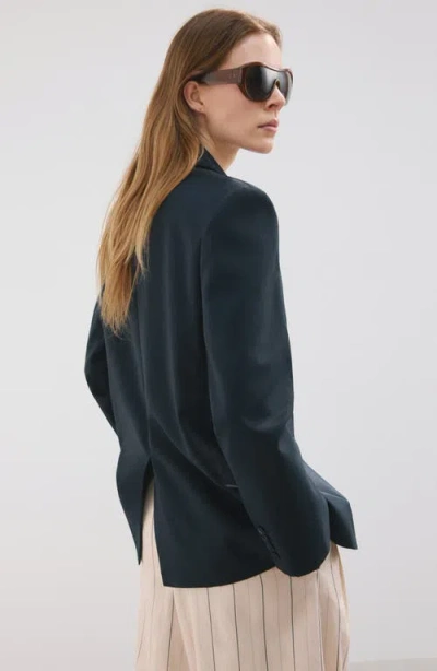 Mango Notch Lapel Blazer In Blue