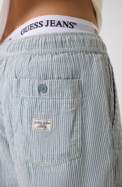 Guess Stripe Drawstring Pants In Gray