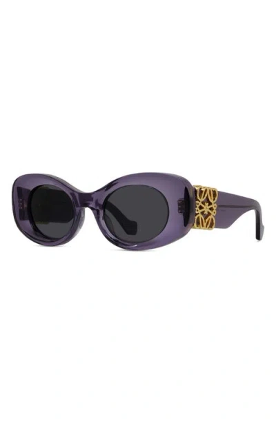 Loewe Anagram 49mm Small Rectangular Sunglasses In Purple