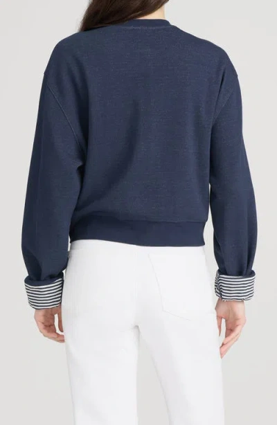 Frame The Stripe Cuffed Sweatshirt In Blue