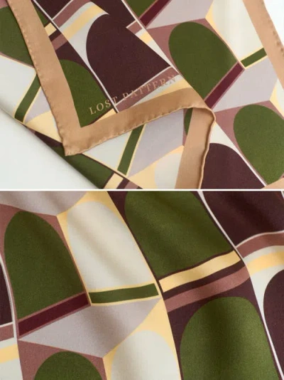 Lost Pattern Modular Silk Pocket Square In Green