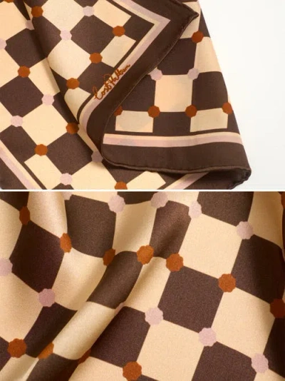 Lost Pattern Checkerboard Pocket Square In Brown