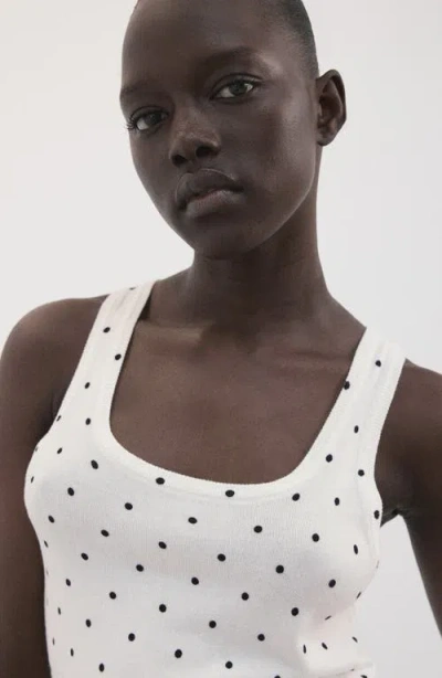 Mango Polka Dot Knit Top In White