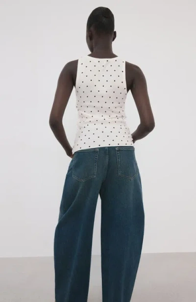 Mango Polka Dot Knit Top In White