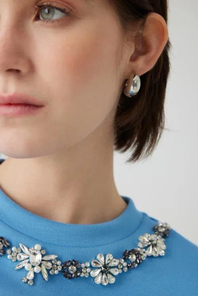 Exquise Regular Crystal Embellished T-shirt In Blue