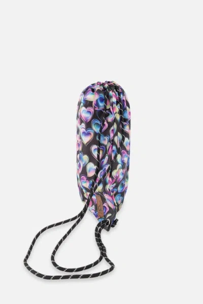 Deux Par Deux Hearts Practical Charming Lightweight Drawstring Bag In Multi