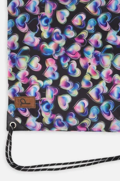 Deux Par Deux Hearts Practical Charming Lightweight Drawstring Bag In Multi