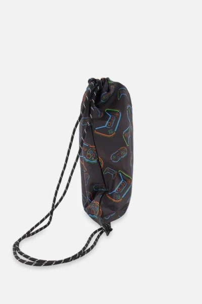 Deux Par Deux Controller Lightweight Durable Drawstring Bag In Black