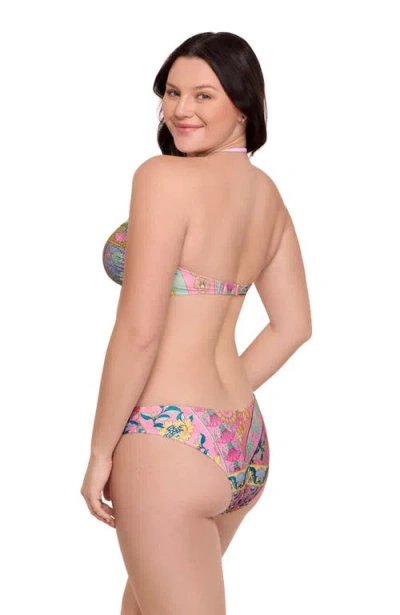 Aqua Green Ring Front Bandeau Bikini Set In Multi