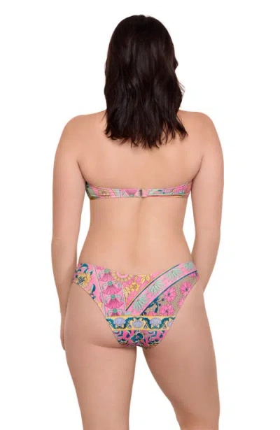 Aqua Green Ring Front Bandeau Bikini Set In Multi